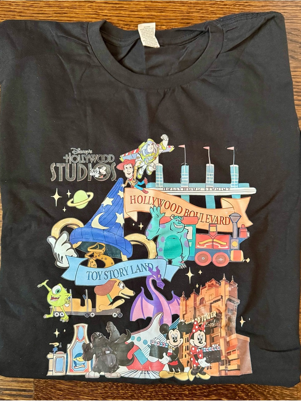 Disney Black Tee with Colorful Toy Story & Hollywood Studios Graphics- Size 2X